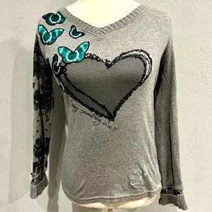 Desigual “Say Something Nice” Butterfly 🦋 and Hearts ♥️ Sweater